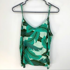 NWT Leaf Printed Spaghetti Straps Sleeveless Women’s Cami Top - Size M Tall